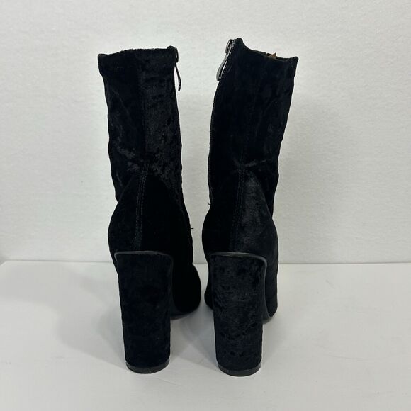 Cape Robbin Velvet Mid Calf Booties Block Heel Boots Black Womens 7 - Picture 5 of 9
